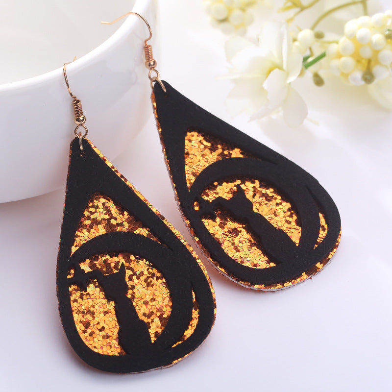 Wholesale 2 Pair/Pack Bat Ghost Cat Pumpkin Double Layer Earrings